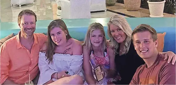  ??  ?? Jennifer Drinkwine, her husband and their children traveled to the Iberostar Paraiso del Mar. They say medics didn’t help when Bobby, 19, got sick.