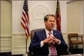  ?? / Jon Gillooly ?? Times Journal Inc. staff sat down with Georgia’s newly elected governor, Brian Kemp, in his office at the Capitol on Wednesday where he outlined his vision for this year’s legislativ­e session and beyond.