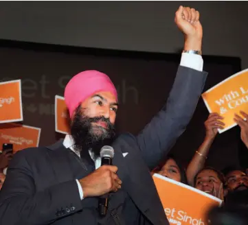  ??  ?? Singh signed up some 47,000 new members en route to winning the NDP leadership with 54 per cent of the vote