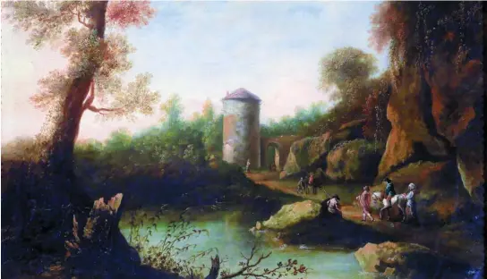  ?? MUSEO DEL PRADO ?? «Paisaje bañado por un río con jinete y un torreón», cuadro anónimo
