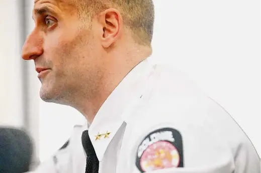  ?? Will Waldron/times Union ?? New Colonie Police Chief James Gerace took over the post on Friday, with the retirement of former Police Chief Michael Woods.