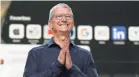  ?? APPLE INC. VIA GETTY IMAGES ?? Tim Cook delivers the keynote address during Apple’s Worldwide Developers Conference at Steve Jobs Theater on Monday.