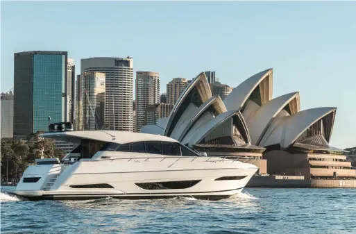  ??  ?? The X60 has the best efficiency numbers of all Maritimo-built boats, making a cruise around Sydney’s expansive waterways a breeze.