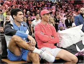  ?? /Candice Ward/Getty Images ?? Spectators: Carlos Alcaraz and Rafael Nadal attend ‘The Netflix Slam’, a live Netflix Sports event on March 3 in Las Vegas.