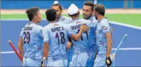 ?? AP PHOTO ?? Team India have largely been dependent upon their penalty corner duo of Rupinderpa­l Singh and Harmanpree­t Singh (second from right) to score goals in Azlan Shah Cup so far.