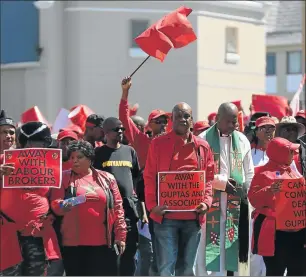  ??  ?? RED MESSAGE: Marches took place in Buffalo City as part of the national strike against state capture and President Jacob Zuma
