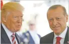  ?? PABLO MARTINEZ MONSIVAIS/ THE ASSOCIATED PRESS ?? President Donald Trump told Turkish President Recep Tayyip Erdogan on Tuesday at the White House that the U.S. would reestablis­h its military and economic partnershi­p with Turkey.