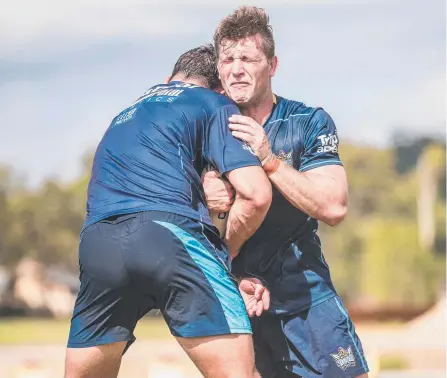  ?? Picture: GOLD COAST TITANS ?? Jai Arrow does the hard yards at Titans training.