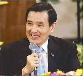  ?? EPA ?? Taiwanese President Ma Ying-jeou addresses journalist­s during a news conference in Taipei yesterday.