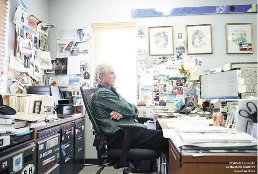  ??  ?? Reynolds CEO Dean Gestal in his Aladdin’s cave of an office