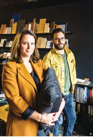  ??  ?? 5. 5. Le duo Adèle Nourry et Hugo Vince à la tête de l’Atelier HA, architecte­s entre autres, du concept store Nous créé par l’ancienne équipe de Colette, après sa fermeture rue Saint-Honoré.