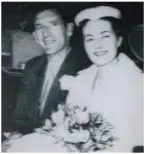  ??  ?? The late Carmel Walsh and her husband Dermot (Dermie) Walsh, the former Valentia Lifeboat Cox, on their wedding day of April 24, 1954.