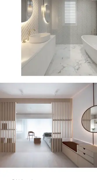  ??  ?? Clockwise from opposite page: Hoo-designed flat in Jardine’s Lookout; a bathroom by Atelier Lane; AB Concept bedroom detail; residentia­l interior by Bean Buro