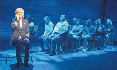  ?? Kevin Berne L a Jolla Playhouse ?? JENN COLELLA plays pilot Beverley in “Come From Away,” a musical about how Gander, Newfoundla­nd, offered shelter to thousands.