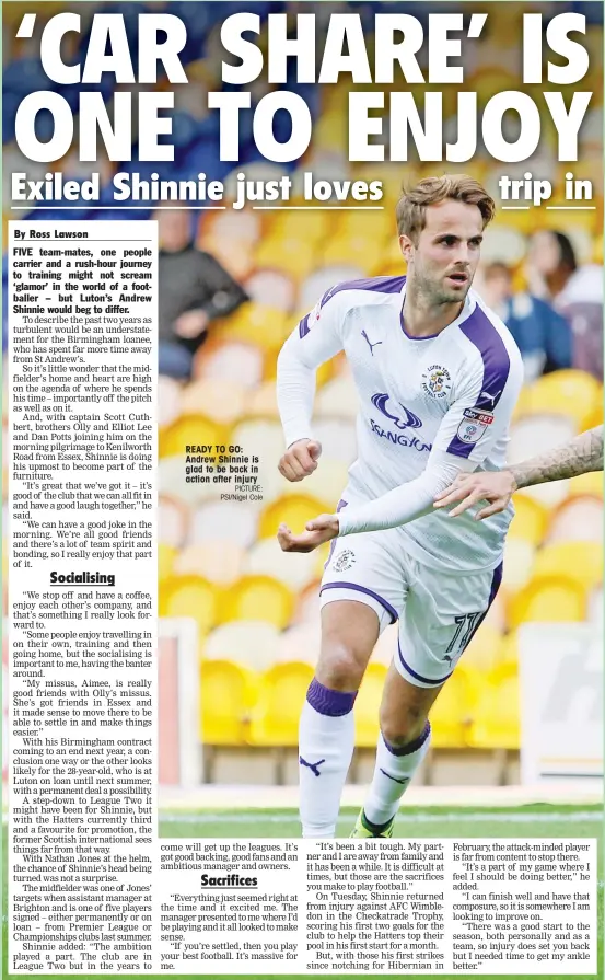  ?? PICTURE: PSI/Nigel Cole ?? READY TO GO: Andrew Shinnie is glad to be back in action after injury