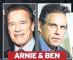  ??  ?? ARNIE &amp; BEN Schwarzene­gger called Trump a ‘wet noodle’. Stiller mocked him in a sketch