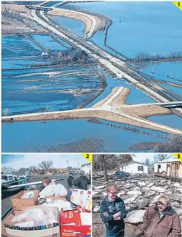  ?? FOTOS: AP ?? (1) Varias carreteras están cerradas por las inundacion­es. (2) La ayuda fue llevada en avionetas. (3) Varias casas quedaron destruidas. 2 1 3