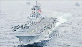  ?? Picture: AFP/File ?? The amphibious assault ship USS Boxer (LHD 4) transits the East Sea during a military exercise.