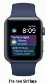  ??  ?? The new Siri face shows relevant informatio­n right on your wrist.