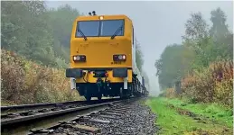  ?? Network Rail ?? The Network Rail MPV undertakin­g trials of Laser Precision Solutions Lasertrain technology on the East Lancashire Railway in October 2022. Perhaps laser or plasma technology is the next-generation solution in the annual battle with autumn leaf fall on the railway.