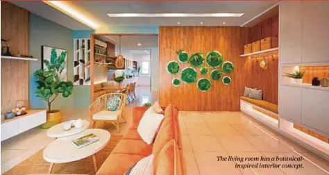  ??  ?? The living room has a botanicali­nspired interior concept.