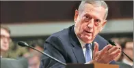  ?? REUTERS ?? Retired US Marine Corps General James Mattis testifies before a Senate Armed Services Committee hearing on his nomination to serve as defense secretary in Washington on Thursday.