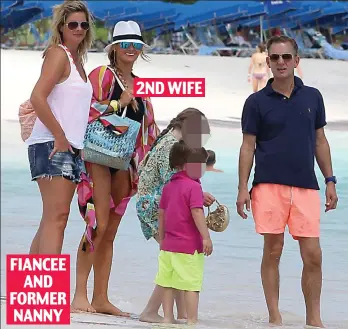  ??  ?? Ex on the beach: Kyle with wife Carla and two of their children in Barbados in 2013. The woman on the left is the family nanny – and now Kyle’s fiancee – Vicky Burton FIANCEE AND FORMER NANNY 2ND WIFE