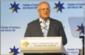  ?? Image: CCI ?? PM Scott Morrison addressing the WA Chamber of Commerce and Industry.