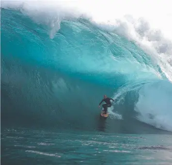  ?? Picture: ONEILL/NICK GREEN ?? NO FEAR: Big wave star Russell Bierke is fancied to win at Shipstern Bluff.