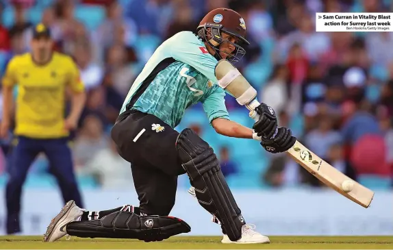  ?? Ben Hoskins/Getty Images ?? Sam Curran in Vitality Blast action for Surrey last week