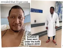  ?? ?? SURGERY Sean went under the knife in March 2019