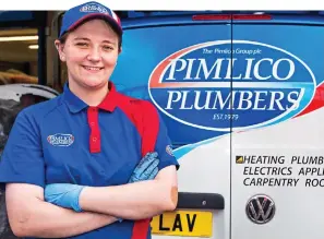  ??  ?? Skills: Abbie and a Pimlico van with plumbing themed number plate