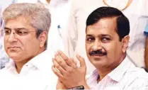  ?? PIC/NAVEEN SHARMA ?? Chief Minister Arvind Kejriwal and Delhi Law Minister Kailash Gahlot at the launch of the E-RTI portal at the Delhi Secretaria­t on Monday