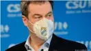  ??  ?? Bavarian State Premier and CSU party leader Markus Söder conceded defeat to Laschet in the race for the top campaign job