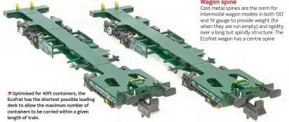  ??  ?? Optimised for 40ft containers, the Ecofret has the shortest possible loading deck to allow the maximum number of containers to be carried within a given length of train.