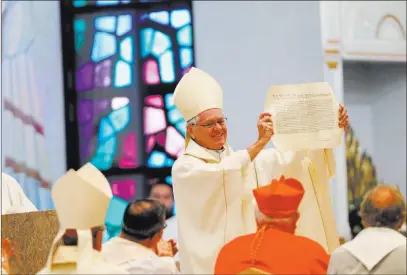  ?? Erik Verduzco ?? Las Vegas Review-journal @Erik_verduzco Bishop George Leo Thomas was installed Tuesday as the third bishop of Las Vegas at the Shrine of the Most Holy Redeemer.