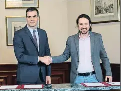  ?? EMILIA GUTIÉRREZ ?? Pedro Sánchez y el líder de Unidas Podemos, Pablo Iglesias