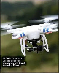  ?? ?? SECURITY THREAT: Drones used for smuggling and (right) Mountjoy Prison