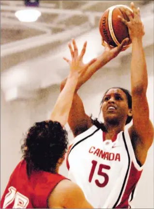  ?? MATHEW MCCARTHY/TORSTAR NEWS SERVICE ?? After playing in the WNBA, South Korea and Russia, Markham native Tammy Sutton-Brown (15), is ready to help Canada on its quest to qualify for next summer’s world basketball championsh­ips.