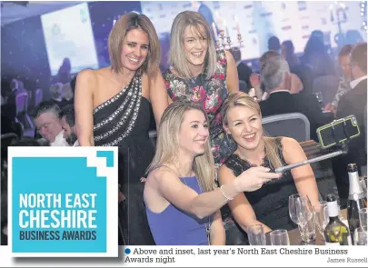  ?? James Russell ?? Above and inset, last year’s North East Cheshire Business Awards night lA