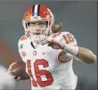  ?? Matt Gentry / Associated Press ?? Clemson's Trevor Lawrence missed the first game vs. Notre Dame with COVID-19.