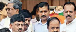  ?? PTI ?? CM Arvind Kejriwal after paying his last respects to J Jayalalith­aa, at Rajaji Hall in Chennai, on Tuesday