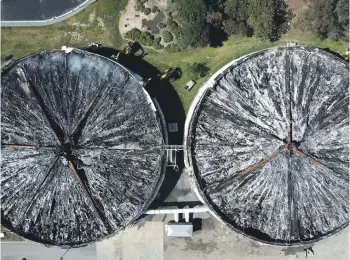  ?? CCC NEWSLINE ?? Two trickling filters at the wastewater treatment plant were damaged by fire in November 2021.