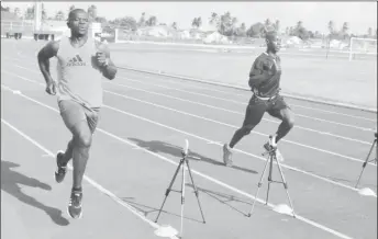  ??  ?? Sherwin Moore on the track during a referees fitness test.