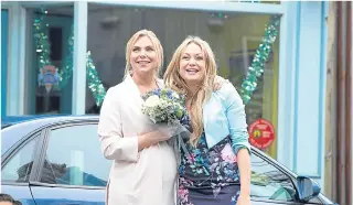  ??  ?? Rita says she and on screen sister Sam Womack, right, will be friends forever, and her family, husband Theo and daughters Jaimee and Maiya, are central to her life.