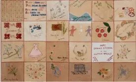  ?? Photograph: British Red Cross Museum & Archives ?? Detail from the quilt made by women in Changi prison and given to the Red Cross during the second world war, which contained coded messages for their loved ones in the male section of the camp.