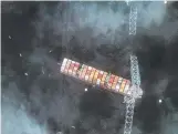  ?? ?? A satellite image of the Francis Scott Key Bridge after it was hit by the Dali cargo ship Picture: Maxar Technologi­es via AFP