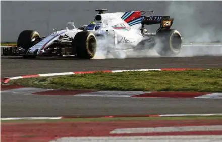  ?? EPA PIC ?? Brazilian Felipe Massa of Williams in the Formula One pre-season test sessions at the Circuit de Barcelona-Catalunya in Montmelo, near Barcelona, on Tuesday.