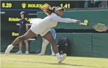  ?? BEN CURTIS/ASSOCIATED PRESS ?? Serena Williams fails to return the ball to France’s Kristina Mladenovic during their women’s singles match Friday at the Wimbledon Tennis Championsh­ips in London.