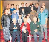  ??  ?? (Right): June Carr (front centre) with all her family at the special awards function in Dannevirke recently. Only one grandson missed the occasion.